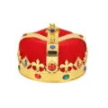 Regal red and gold king's crown with colorful gems for Halloween costumes and parties - One Size / Imperial King Crown Red