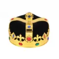 Detailed view of a golden royal king crown with colorful faux jewels for cosplay - One Size / Imperial King Crown Black
