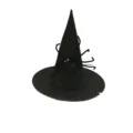 Klassischer schwarzer Halloween Hexenhut mit einer großen Plüschspinne Dekoration - Vliesstoff-Spinnen-Hexenhut / Schwarz