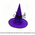 Violetter Halloween-Hexenhut mit dekorativer schwarzer Spinne für Erwachsene und Kinder - Vliesstoff-Spinnen-Hexenhut / Lila