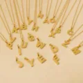 Goldener Edelstahl Alphabet Buchstaben Anhänger Halsketten elegantes minimalistisches Set - Buchstabe A Halskette