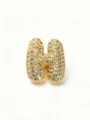 Gold-plated stainless steel puffy letter H pendant sparkling rhinestone pave detail charm. - Style H Cross Chains
