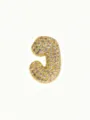 Closeup of the gold-plated bubble letter pendant showcasing sparkling pavé diamond details. - Style J Cross Chains