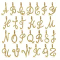 Nahaufnahme von goldenen Buchstaben-Anhängern mit funkelnden Kristallen, elegantes Design. - Anhänger Mit Boxkette / Buchstabe A