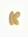 Closeup of a gold bubble letter K pendant, fully paved with sparkling stones for a chic look. - Style K Cross Chains