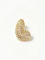 Closeup view of gold plated stainless steel rhinestone pave bubble letter pendant jewelry detail. - Style L Cross Chains