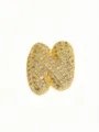 Gold plated bubble letter pendant, sparkling full diamond design for daily wear jewelry. - N Cable Chain