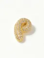 Gold plated stainless steel bubble letter pendant sparkling pavé diamond jewelry charm accessory - P Cable Chain