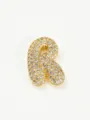 Gold plated stainless steel paved bubble letter pendant detail showing sparkling pavé stones. - R Cable Chain