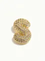 Close-up of a gold-plated bubble letter S pendant sparkling with pave set clear rhinestones. - S Cable Chain