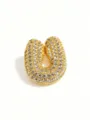Exquisite iced out bubble letter pendant detail showing shimmering paved stones and gold finish. - U Cable Chain