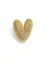 Gold Pave Diamond Bubble Letter Pendant Necklace Stainless Steel Charm Jewelry Gift - V Cable Chain