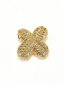 Gold-plated stainless steel pave rhinestone bubble letter X pendant detail, fashion jewelry. - X Cable Chain