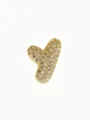Close up of a gold plated bubble letter Y pendant, paved with sparkling cubic zirconia stones. - Y Cable Chain