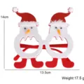 Detaillierte Maßansicht der niedlichen Weihnachts-Schneemann-Partybrille mit Weihnachtsmützen - Einheitsgröße / Schneemann
