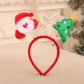 Detailansicht eines festlichen Weihnachts-Haarreifs mit Plüsch-Weihnachtsmann und Glitzerbaum. - Weihnachtsmann und Baum Stil (5780282400484)