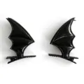 Paar schwarze Fledermausflügel-Haarklammern aus glänzendem Kunstleder für Halloween - Schwarzes Glänzendes Leder Haarclip Paar