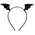 Schwarzer Kunstleder Fledermausflügel Haarreif für Halloween Teufelskostüm Party Zubehör - Schwarzes Glänzendes Leder Stirnband