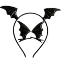 Halloween Fledermaus Stirnband und Haarklammer Set aus schwarzem Kunstleder Zubehör - Schwarzes Glänzendes Leder Stirnband und Haarclip Paar