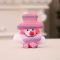 Broche navideño LED de muñeco de nieve con gorro rosa y bufanda a rayas decorativo - Muñeco de Nieve Luminoso Colorido