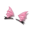 Rosa glänzende Leder-Fledermausflügel-Haarspangen für Halloween Teufelskostüme - Rosa Glänzendes Leder Haarclip Paar
