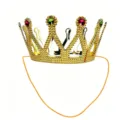 Corona de rey de plástico dorado para disfraz de fiesta infantil con elástico - Corona de Reina de Dos Hojas / Dorado