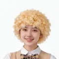 Lebhafte blonde Afro-Perücke für Clown-Kostüme, Bühnenauftritte und große Fan-Feiern - Einheitsgröße / Khaki