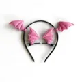 Rosa Fledermausflügel Stirnband und Haarspangen Set für süße Halloween Party Kostüme - Rosa Glänzendes Leder Stirnband und Haarclip Paar