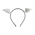 Schicker silberner Fledermausflügel-Haarreif aus Leder für Halloween und Teufelskostüme - Weißes Glänzendes Leder Stirnband