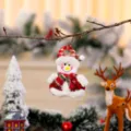 Schattig pluche sneeuwpop ornament met rode geruite hoed voor de kerstboom decoratie - Rood Groen Vest-Sneeuwpop