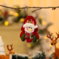 Schattige pluche sneeuwpop hanger aan tak voor kerstboomdecoratie - Rood-Groene Boomvorm Stijl (Sneeuwpop)