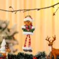 Pluche kerstbeer hangend ornament met lange benen voor de boom - Rood-Groene Lange Benen Stijl (Beer)