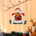 Kerst pluche beer hangend ornament aan tak - Rood en groen stijl met open benen (Beer)