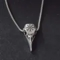 Stainless steel raven skull necklace with Viking compass pendant, punk gothic jewelry detail. - Symbol Skull Raven Beak with Chain / With Chain
