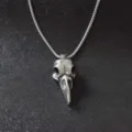 Stainless steel raven bird skull pendant necklace gothic punk style jewelry for men women - Plain Skull Raven Beak with Chain / With Chain