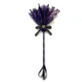 Detail of purple and black Halloween witch broom with spider web tulle and glittery bow - One Size / Purple