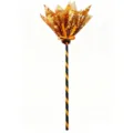 Detailed view of Halloween witch broom with orange bow and striped handle accessory. - Orange