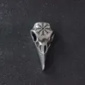 Stainless steel raven skull pendant with Nordic rune symbol, vintage punk gothic necklace. - Symbol Skull Raven Beak Pendant Only / Pendant Only (No Chain)
