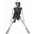 Διακόσμηση σκελετού Halloween 40cm με ριγέ μπαντάνα πειρατή και γιλέκο για πάρτι - Σκελετός 90cm με καρό πουκάμισο