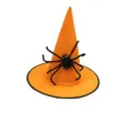 Oranger Halloween-Hexenhut mit einer großen schwarzen Spinne für Kostümpartys - Vliesstoff-Spinnen-Hexenhut / Orange