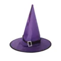 Lilafarbener Halloween Hexenhut mit schwarzem Band und Silberschnalle für Kostüme - Nicht Leuchtender Schnallenstil / Lila