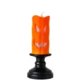 Gruselige Halloween-LED-Kerzenlampe mit bösem Kürbisgesicht auf schwarzem Ständer - Böser Kürbis (LED-Licht) / Orangefarbener Kürbis-Stil