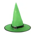 Leuchtend grüner Halloween Hexenhut mit schwarzem Gürtel und Glitzerschnalle - Nicht Leuchtender Schnallenstil / Grün
