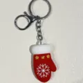 Festlicher roter Weihnachts-Fäustling-Schlüsselanhänger mit Schneeflockenmuster. - Schneeflocke drei Sterne roter Handschuh (27) / Rot