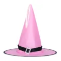 Leuchtender rosa Hexenhut mit schwarzem Band und Strassschnalle für Halloween Kostüme. - Nicht Leuchtender Schnallenstil / Rosa