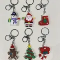 6er-Set bunte Weihnachts-PVC-Schlüsselanhänger mit Weihnachtsmann, Schneemann und Motiven. - Schneemann und Weihnachtsmann Serie (Set 3) / 6-Teiliges Set