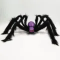 75cm große Halloween-Plüschspinne mit violettem Paillettenkörper und schwarzen Beinen - Lila