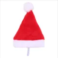 Soft plush red and white Christmas hat for dogs and cats with an adjustable strap - Plush Christmas Hat / Red