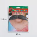 Realistischer grauer künstlicher Schnurrbart in 15x19,3 cm Verpackung für Halloween - Herunterhängender Stil / Grau/Weiß