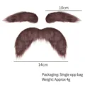 Braunes Halloween Fake Schnurrbart und Augenbrauen Set mit Größenangaben für Kostüme - Augenbrauen und Schnurrbart Dreiteiliges Set / Braun
